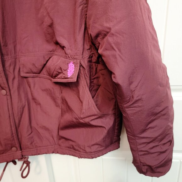 Free People FP Movement Sz Medium Off The Bleachers Coaches Jacket Wine NWT $148 - Picture 7 of 16